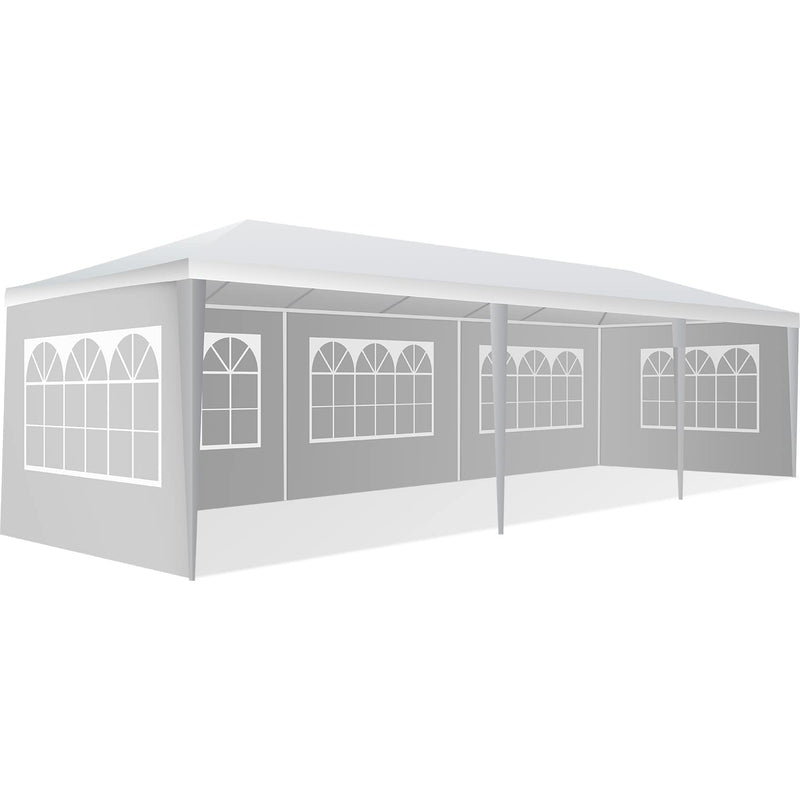 Party Tent 10'x20', MGHH Gazebo Canopy Outdoor Tents for Parties Pavilion with 4 Removable Sidewalls for Wedding, Camping, Events Shelter (White)